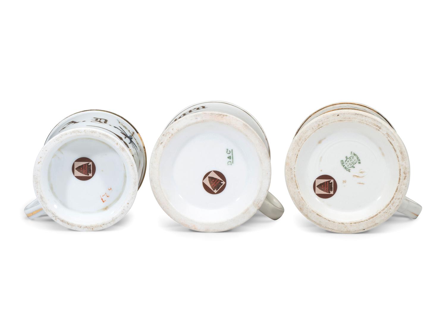 Three Porcelain Occupational Shaving Mugs