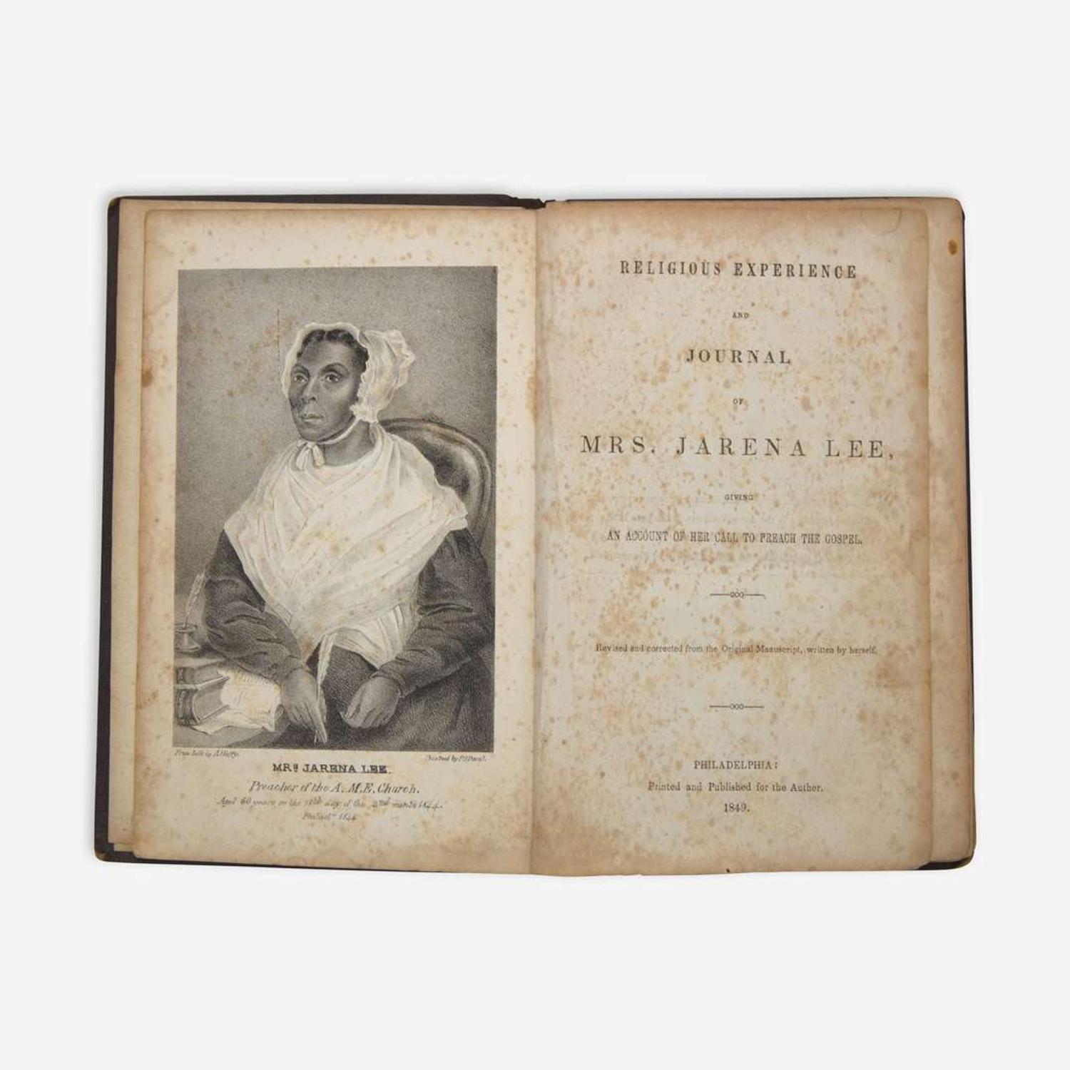 [African-Americana] Lee, Jarena Religious Experience and Journal of Mrs. Jarena Lee, Giving an Account of Her Call to Preach the Gospel