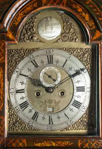An English Lacquered Tall Case Clock Height 87 1/2 x width 20 x depth 10 inches. — JOHN BURPUTT, LONDON, 18TH CENTURY