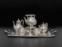 An American Silver Five-Piece Tea and Coffee Service with Matching Tray