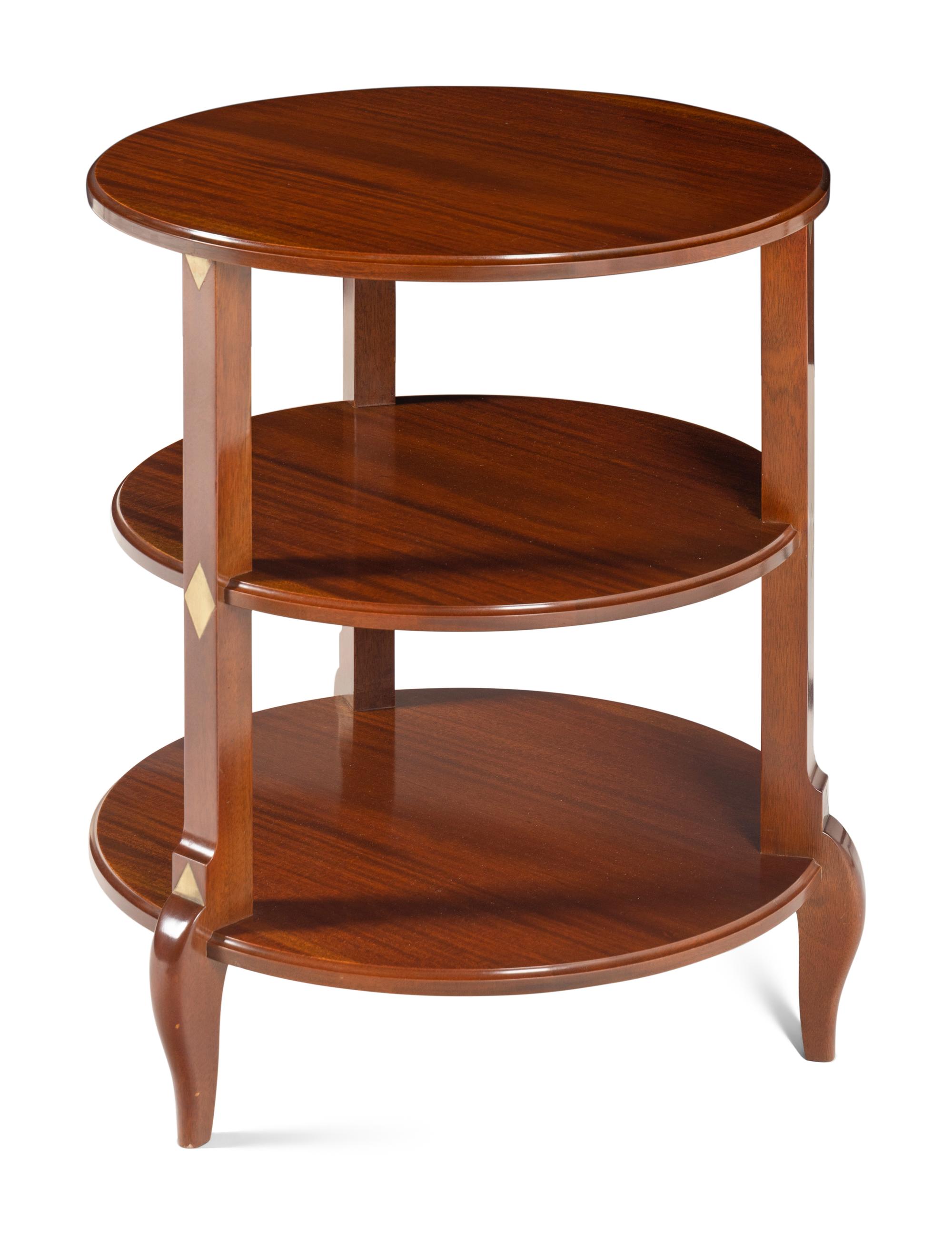 A Pair of David Easton-Designed Brass Inlaid Mahogany End Tables