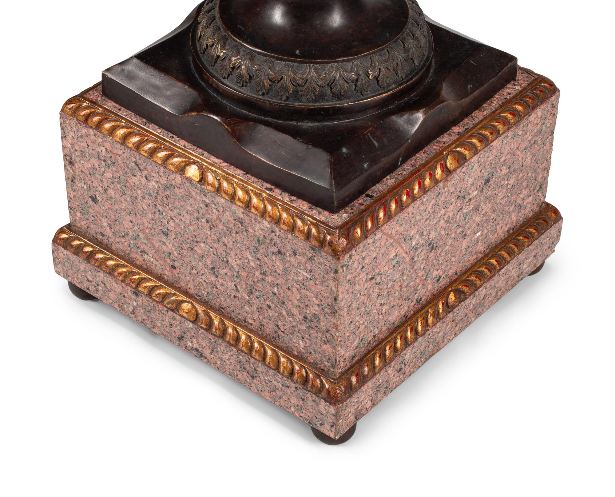 A Pair of Continental Bronze, Granite and Giltwood Jardinières