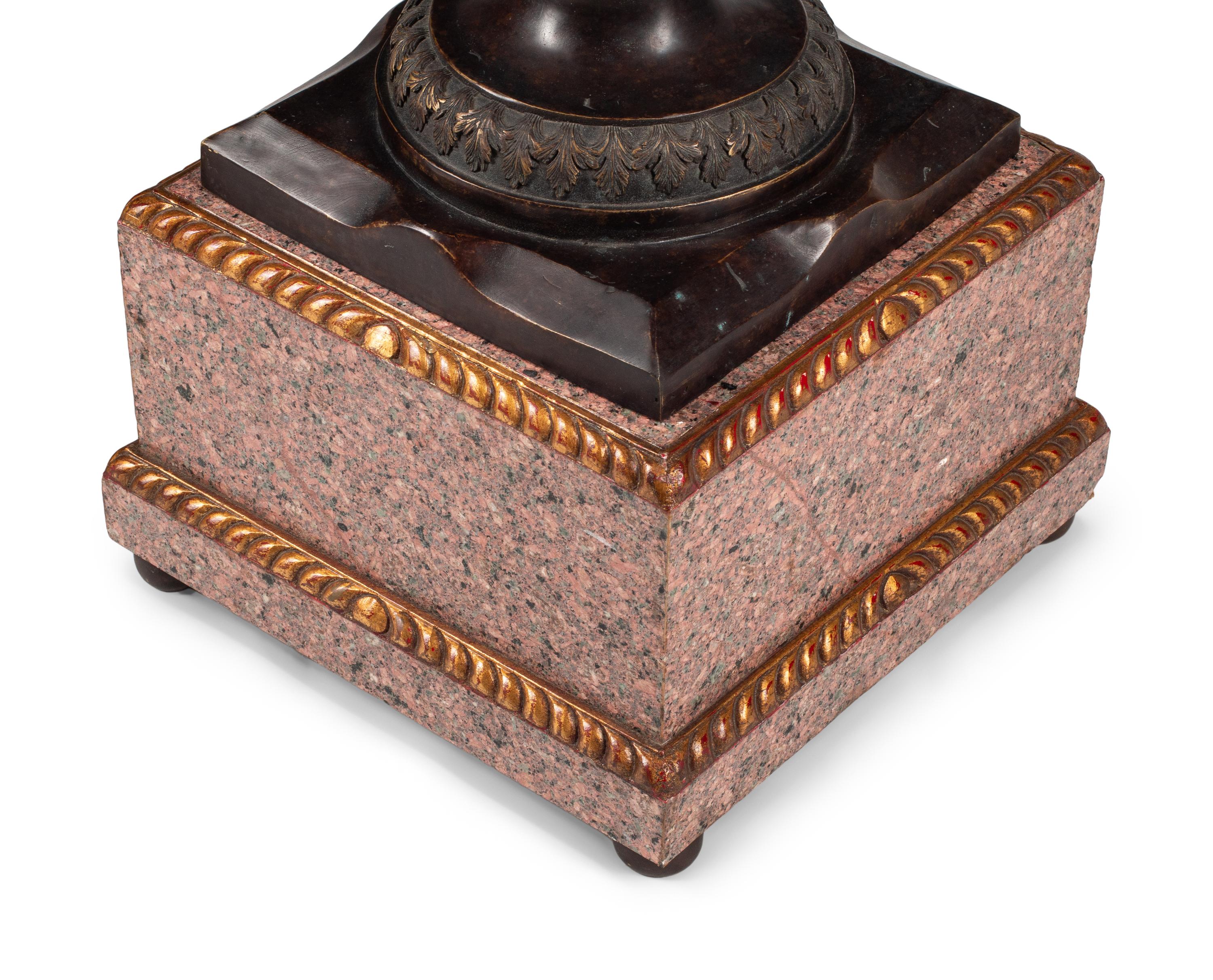 A Pair of Continental Bronze, Granite and Giltwood Jardinières