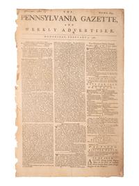 [REVOLUTIONARY WAR - BATTLE OF MORRISANIA]. The Pennsylvania Gazette and Weekly Advertiser. No. 2643. Philadelphia, PA: Hall and Sellers, 7 February 1781.