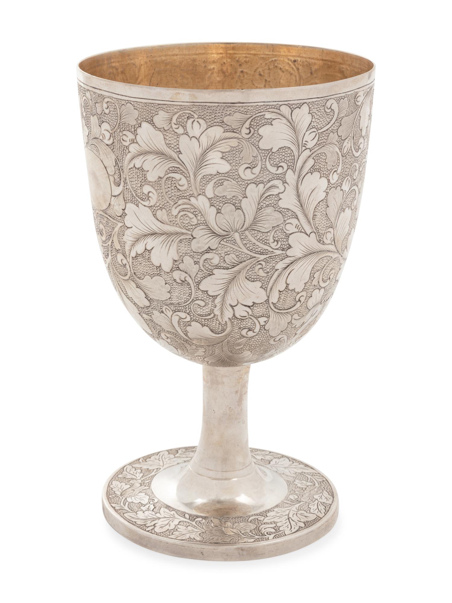 A Chinese Export Silver Stem Cup