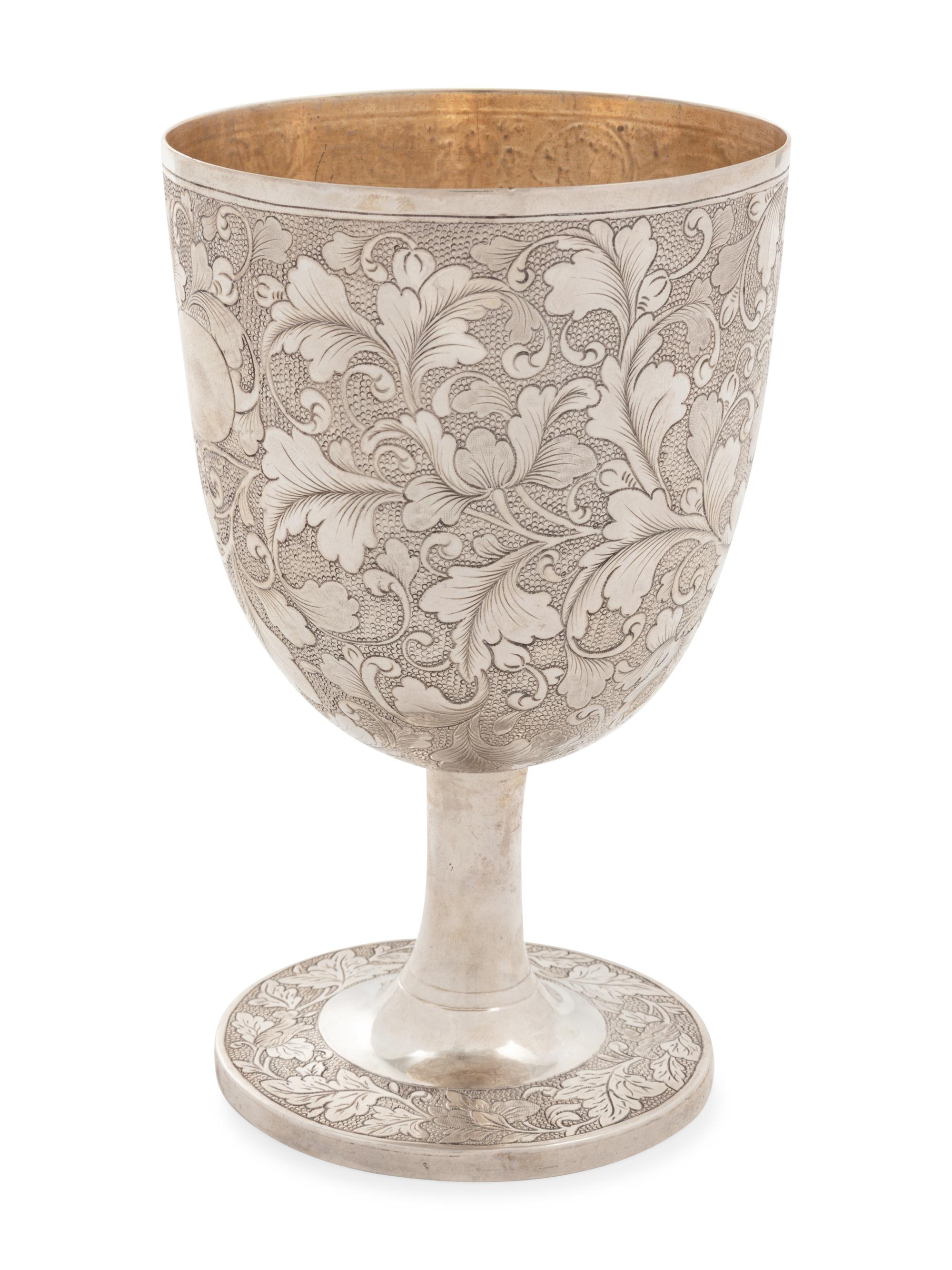 A Chinese Export Silver Stem Cup