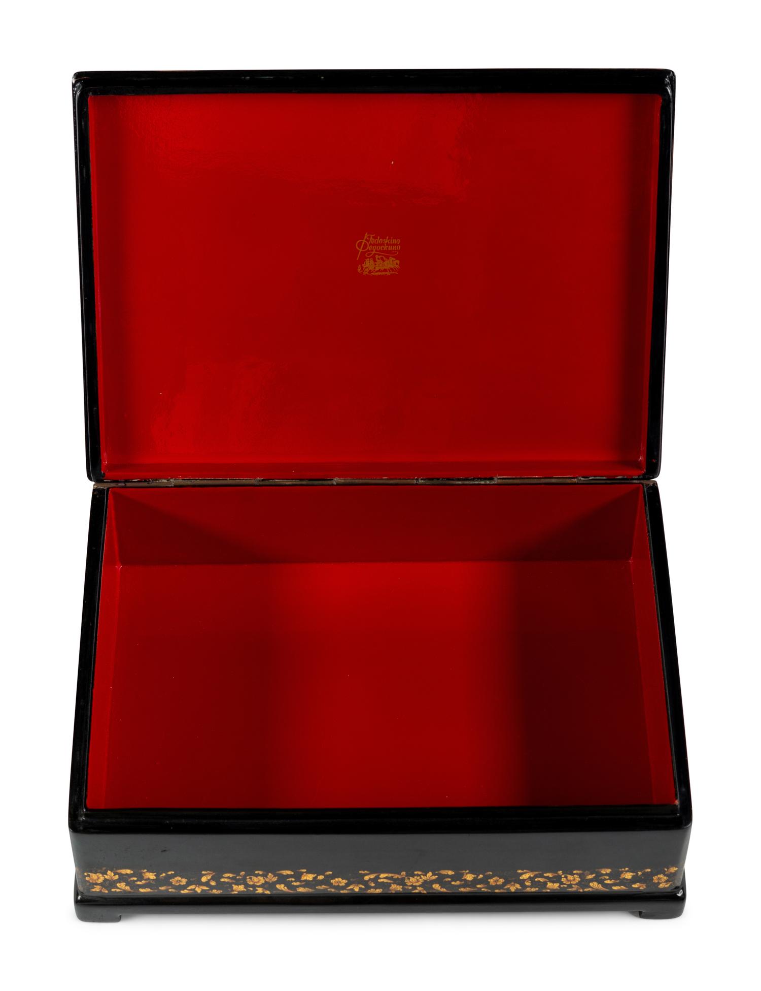 A Set of Three Large Fedoskino Lacquer Boxes