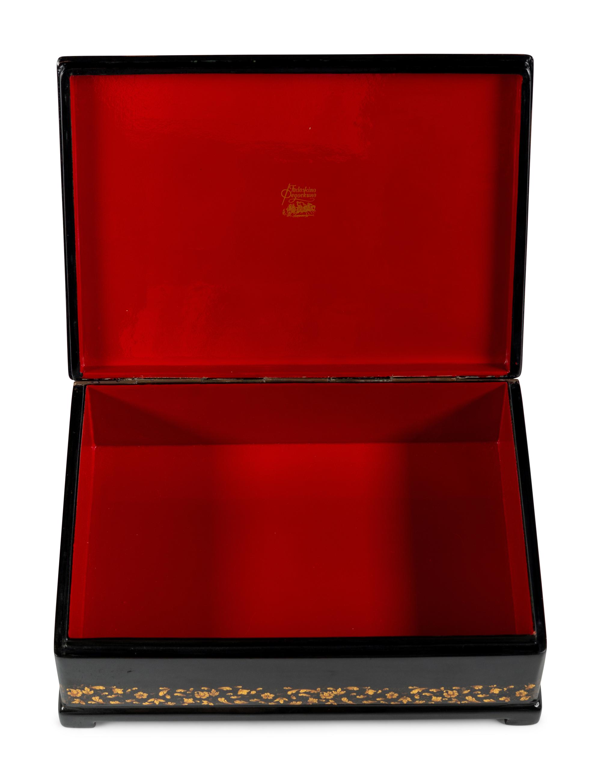 A Set of Three Large Fedoskino Lacquer Boxes