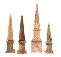 A Set of Four Marble Obelisks, Height of tallest 25 1/2 inches.