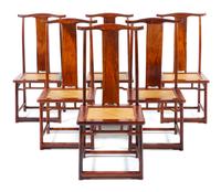 A Set of Six Chinese Huanghuali Side Chairs, Dengguayi Each height 44 3/8 x width 21 1/4 x depth 16 inches. — QING DYNASTY (1644-1911)
