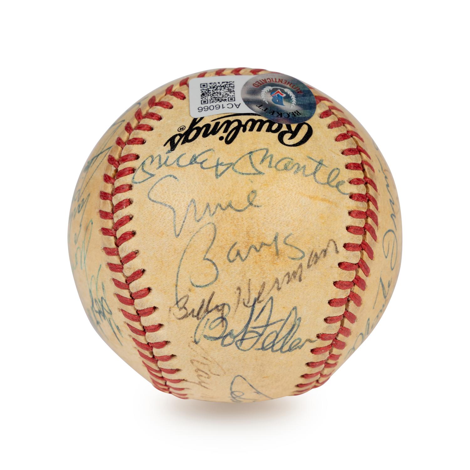 A Vintage Hall of Fame and Alumni Autograph Baseball - 21 Signatures Including Mickey Mantle (Beckett Authentication Services Letter),