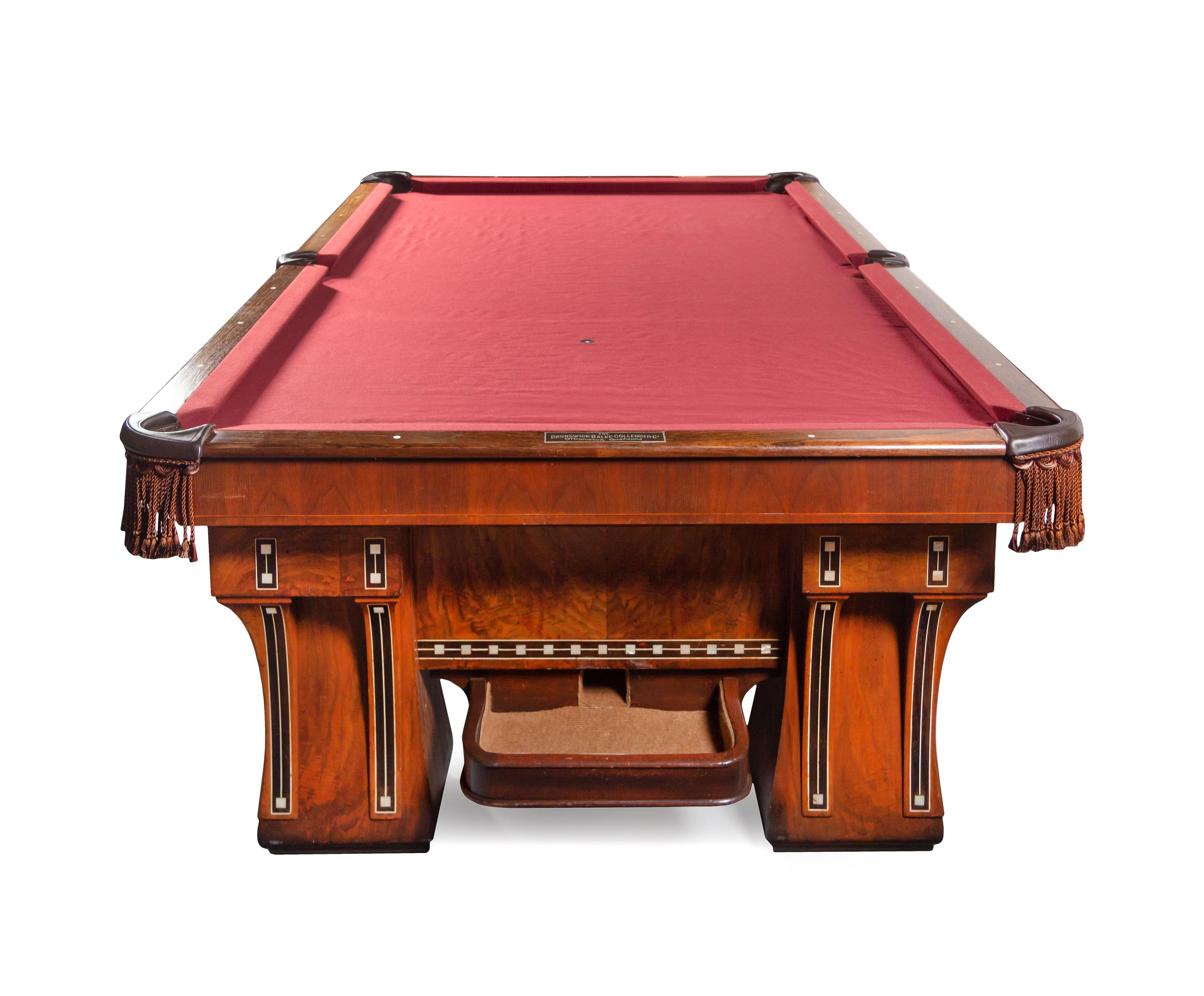 A Brunswick-Balke-Collender Co. 'Hudson' Art Deco Walnut Billiard Table