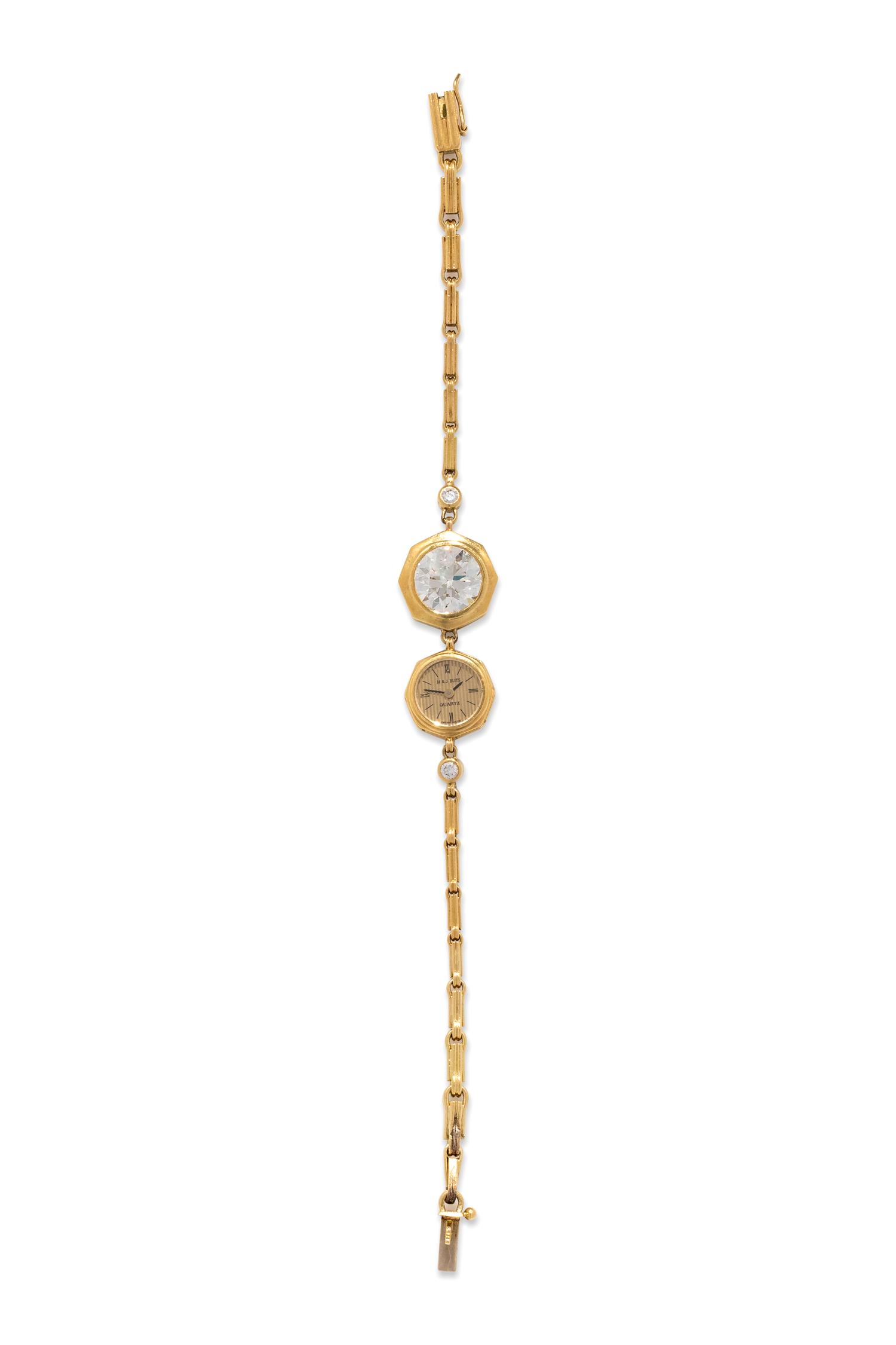 18K YELLOW GOLD AND DIAMOND WRISTWATCH
