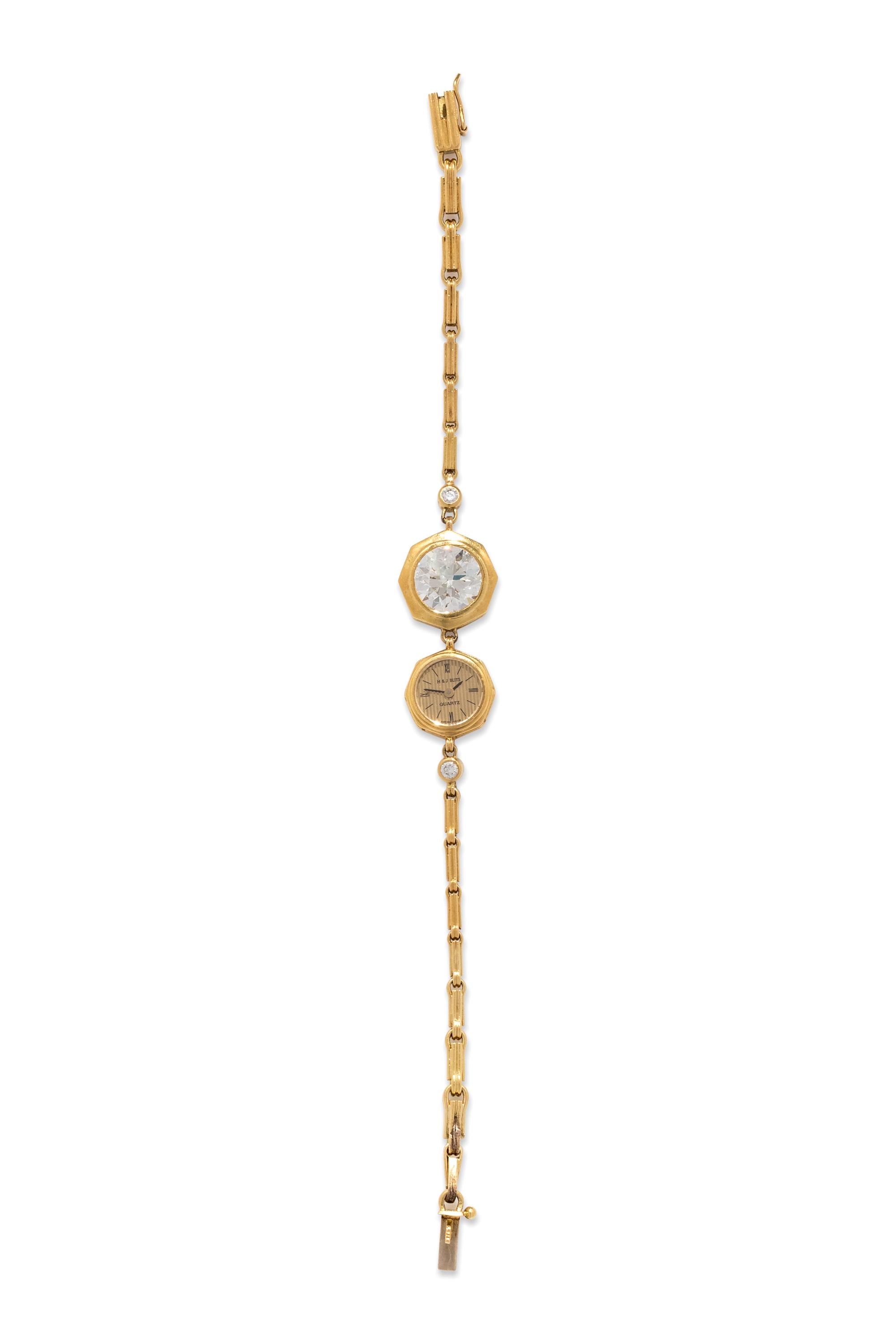 18K YELLOW GOLD AND DIAMOND WRISTWATCH