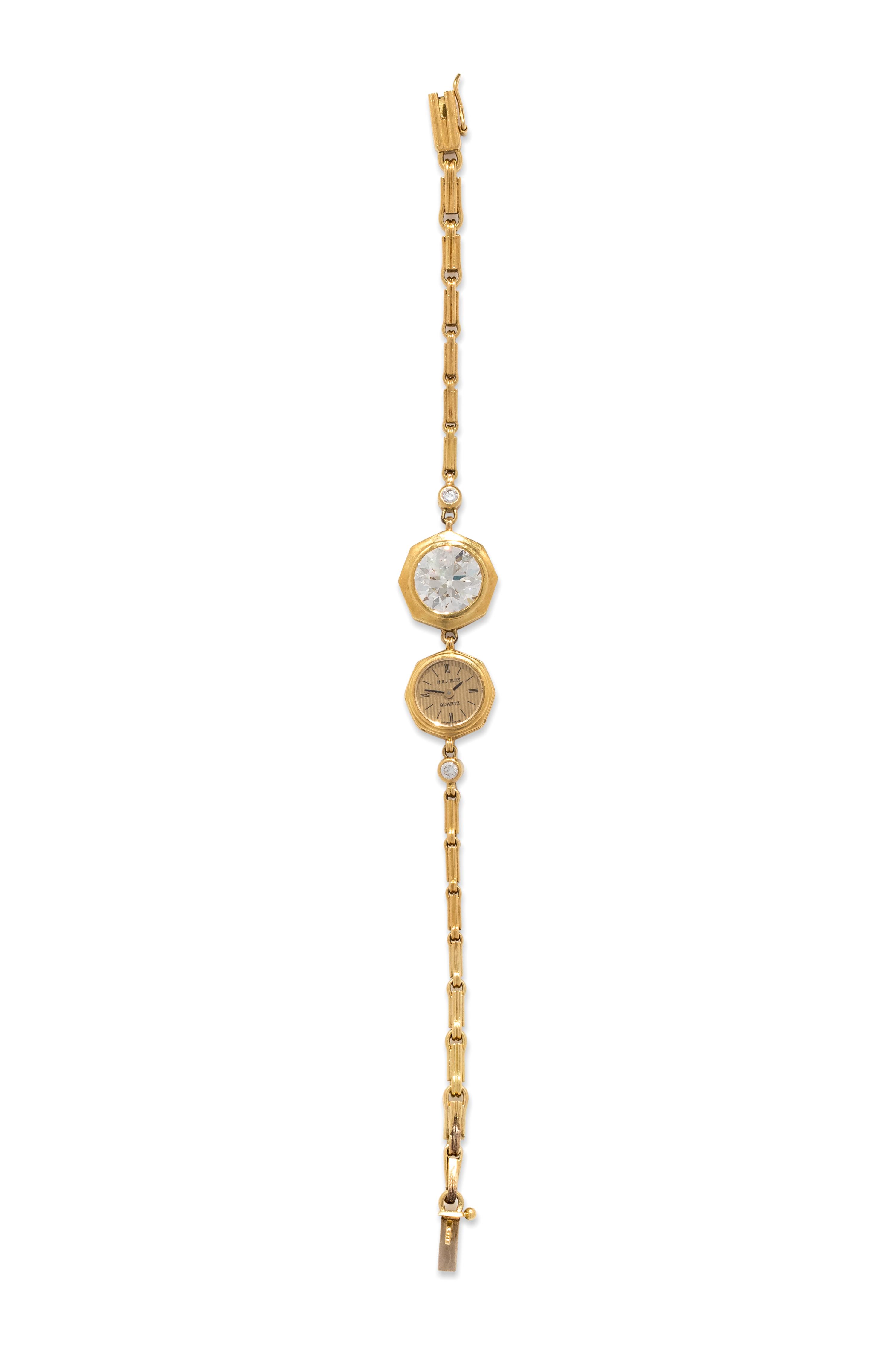 18K YELLOW GOLD AND DIAMOND WRISTWATCH