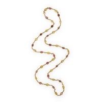 Two Multigem and Yellow Gold Station Necklaces