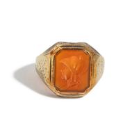 A Neoclassical Gold and Carnelian Finger Ring with the Bust of a Deity