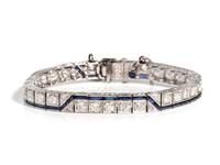 ART DECO, DIAMOND AND SYNTHETIC SAPPHIRE BRACELET