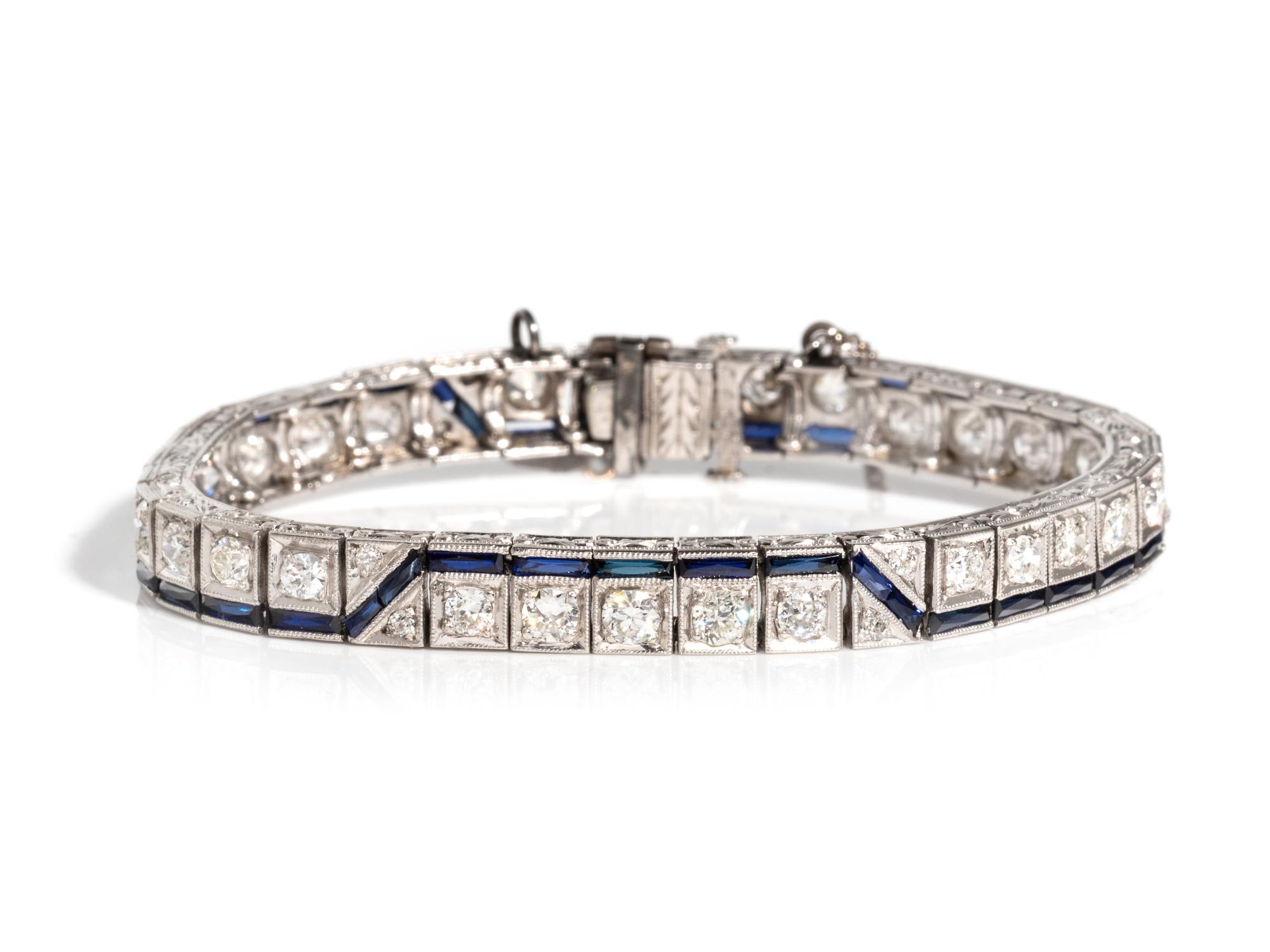 ART DECO, DIAMOND AND SYNTHETIC SAPPHIRE BRACELET
