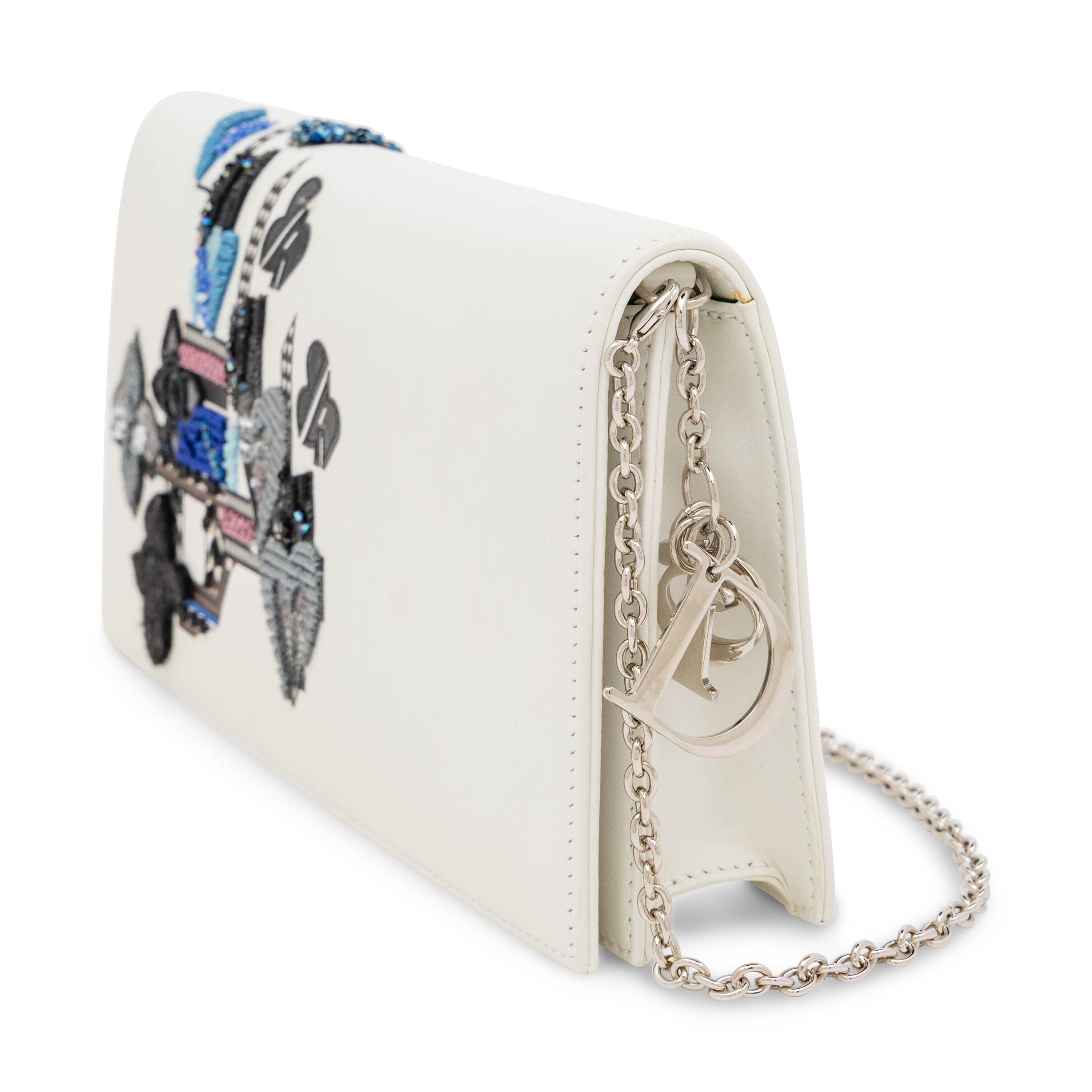 Christian Dior, Embellished White Clutch/Shoulder Bag