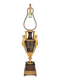 A Pair of Directoire Ormolu and Patinated Bronze Urns