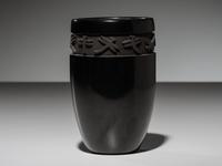 Carved Blackware Vase, with Dragonflies