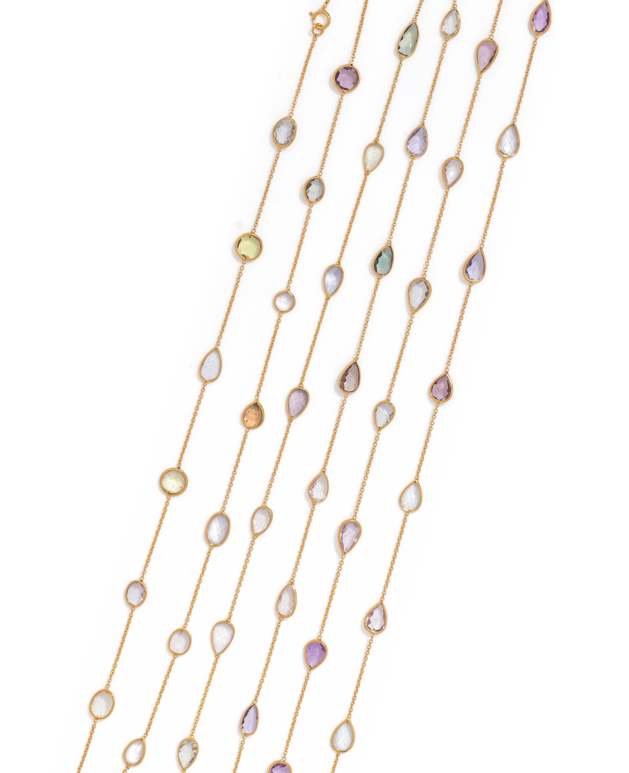 COLLECTION OF YELLOW GOLD AND GEMSTONE NECKLACES