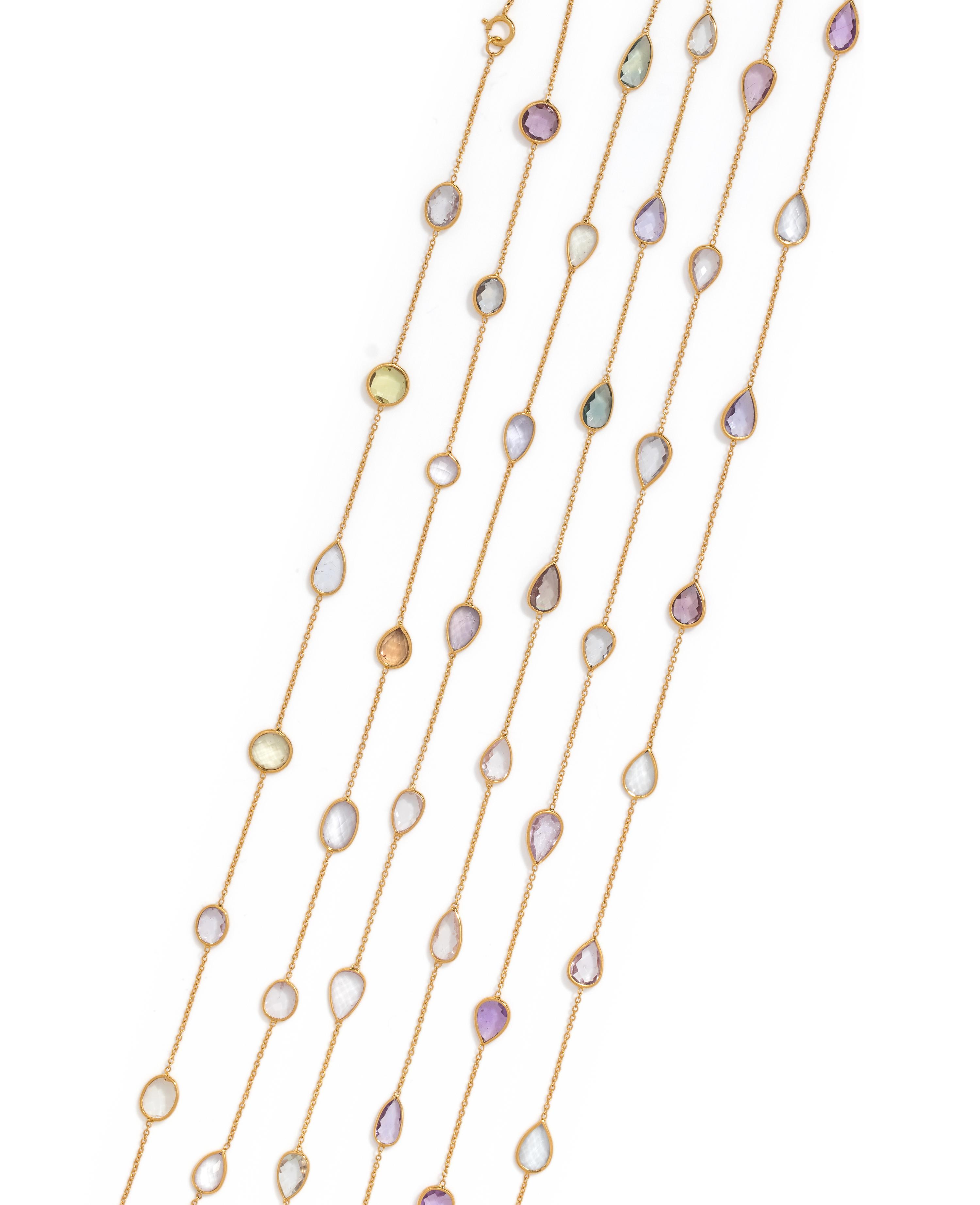 COLLECTION OF YELLOW GOLD AND GEMSTONE NECKLACES