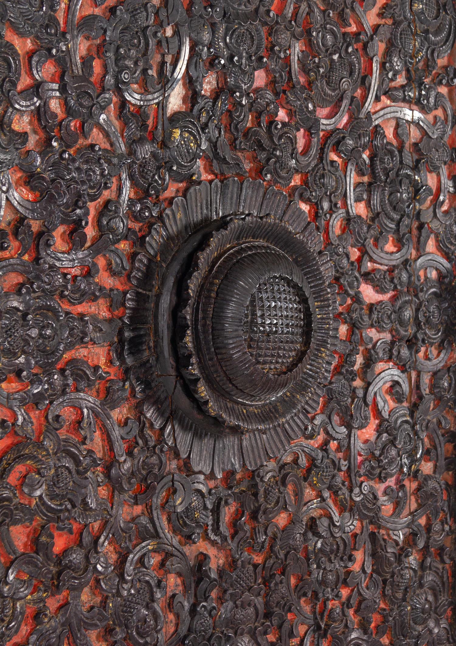 A Pair of Thai Carved Wood Ceiling Tiles