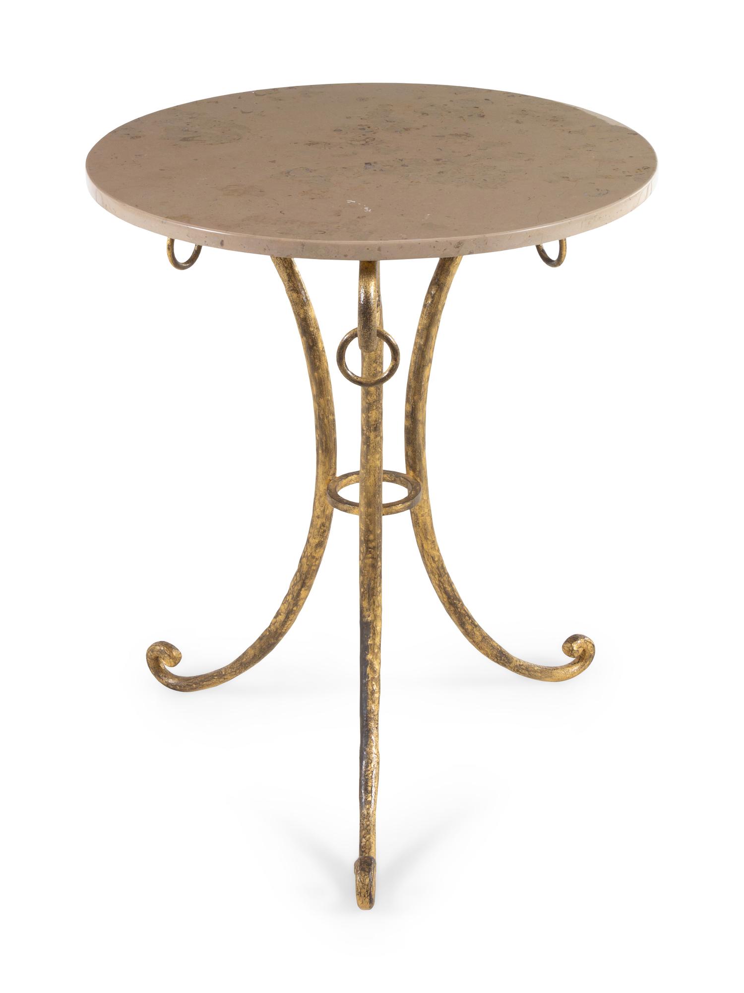 A Gilt Iron Marble-Top Side Table