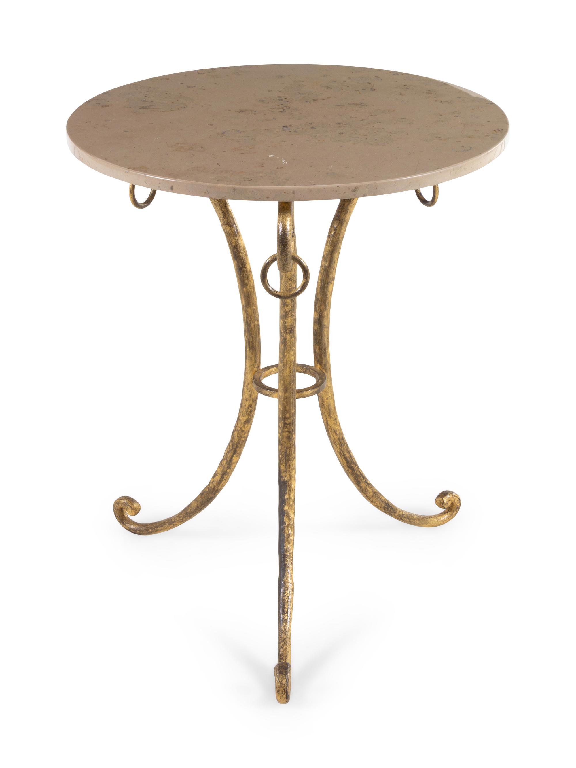 A Gilt Iron Marble-Top Side Table