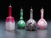 Four Art Glass Barber Bottles