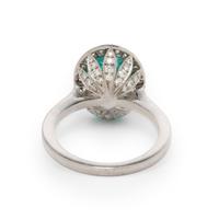 TIFFANY & CO., PARAIBA-TYPE TOURMALINE, DIAMOND, AND PLATINUM 'SOLESTE' 'LEAF BASKET' RING