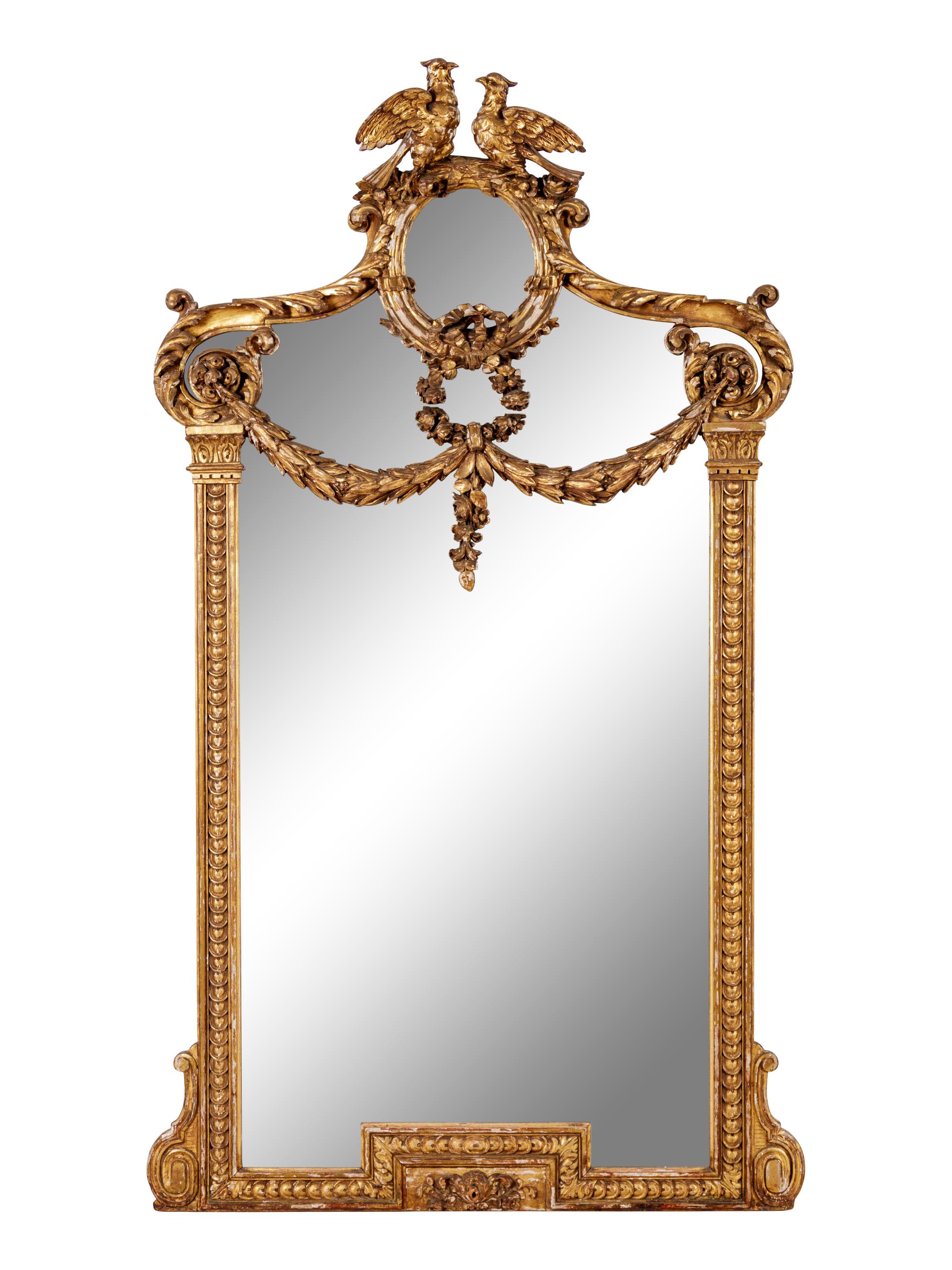 A Pair of Louis XVI Style Giltwood Pier Mirrors
