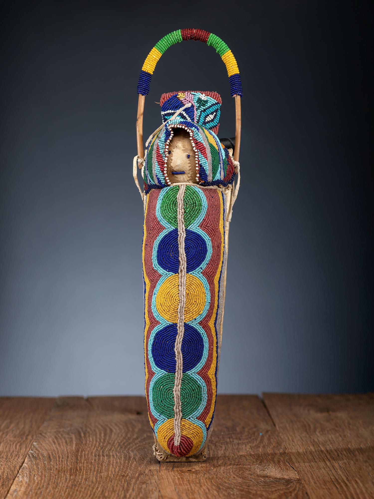 Umatilla Beaded Hide Doll Cradle