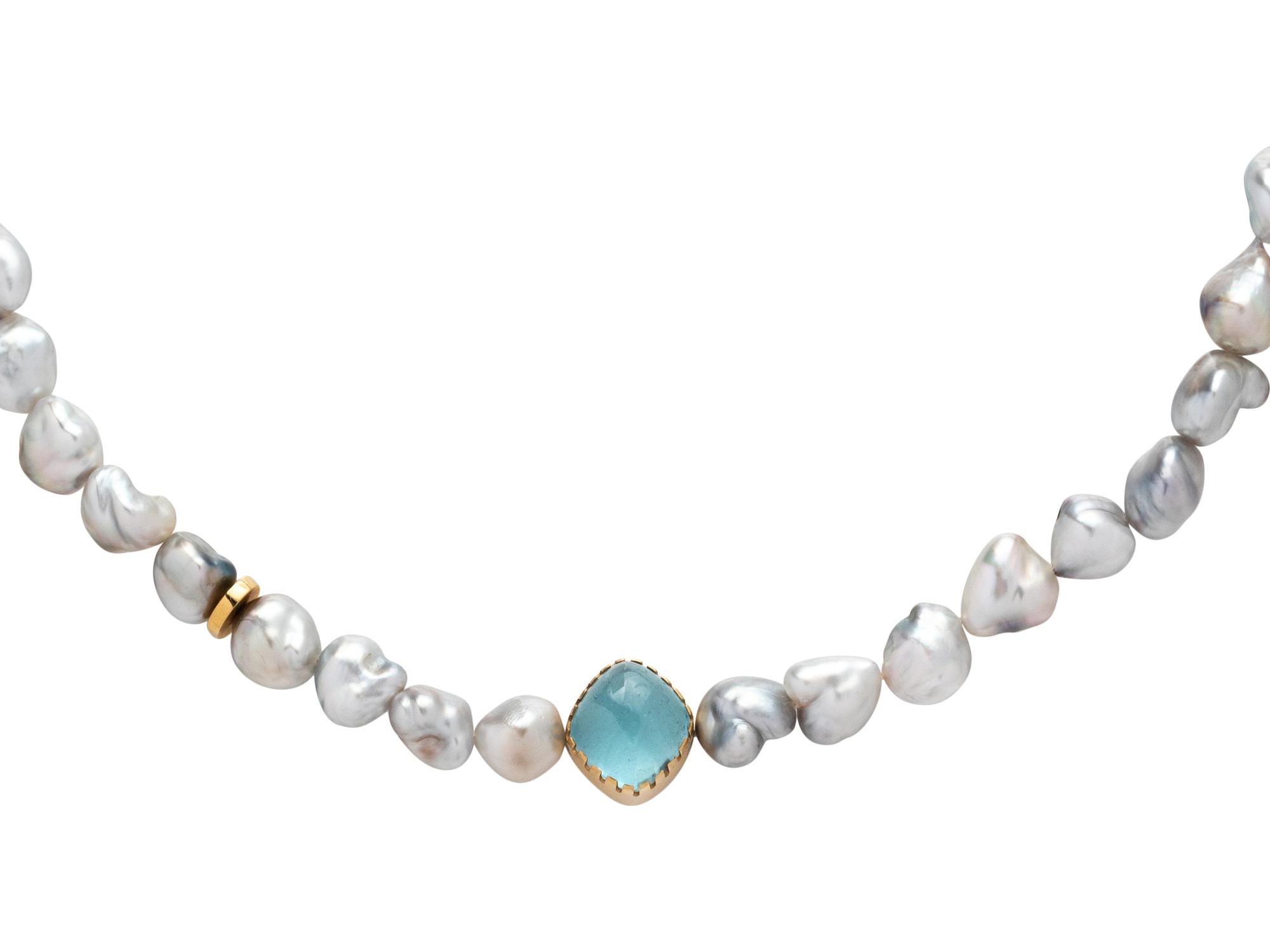 CULTURED BAROQUE PEARL AND MULTIGEM NECKLACE
