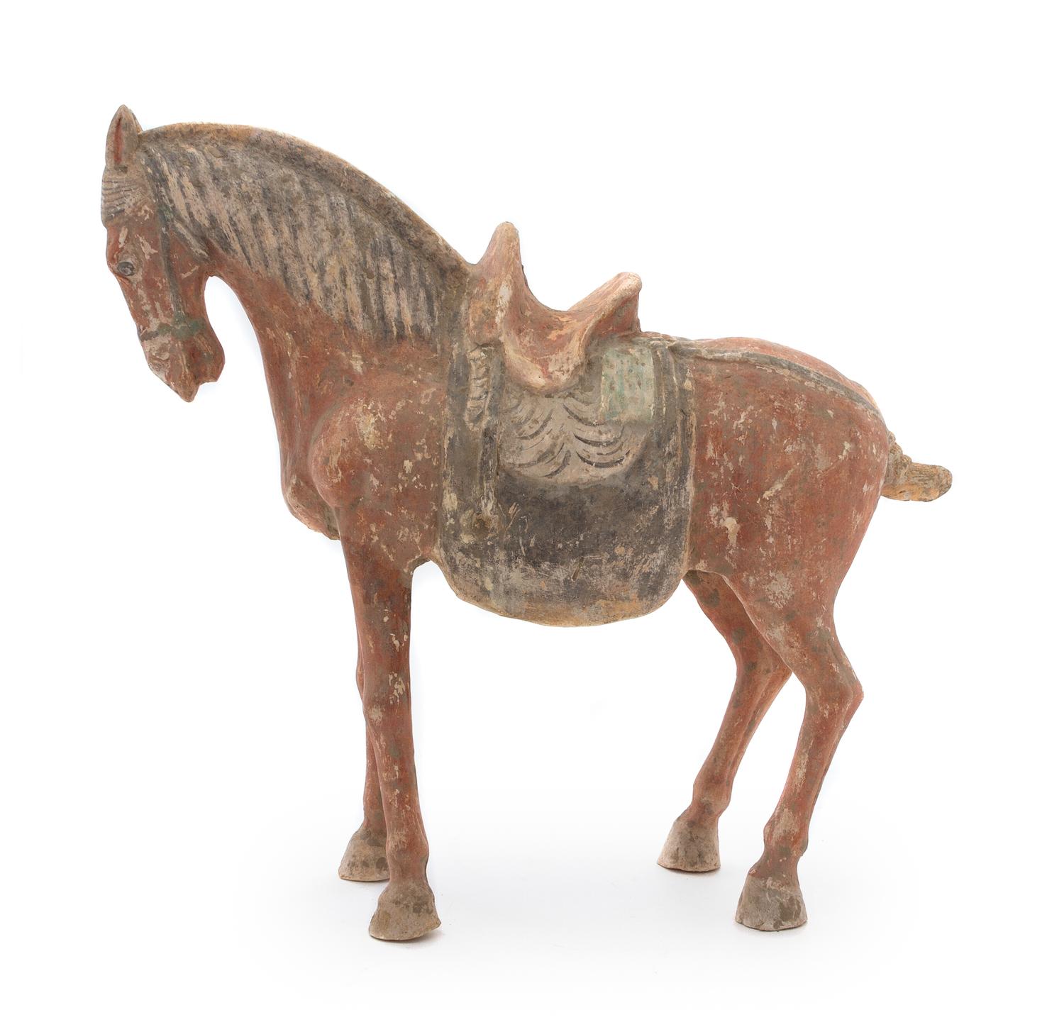 A Red Painted Pottery Figure of a Horse Height 16 1/2 inches.