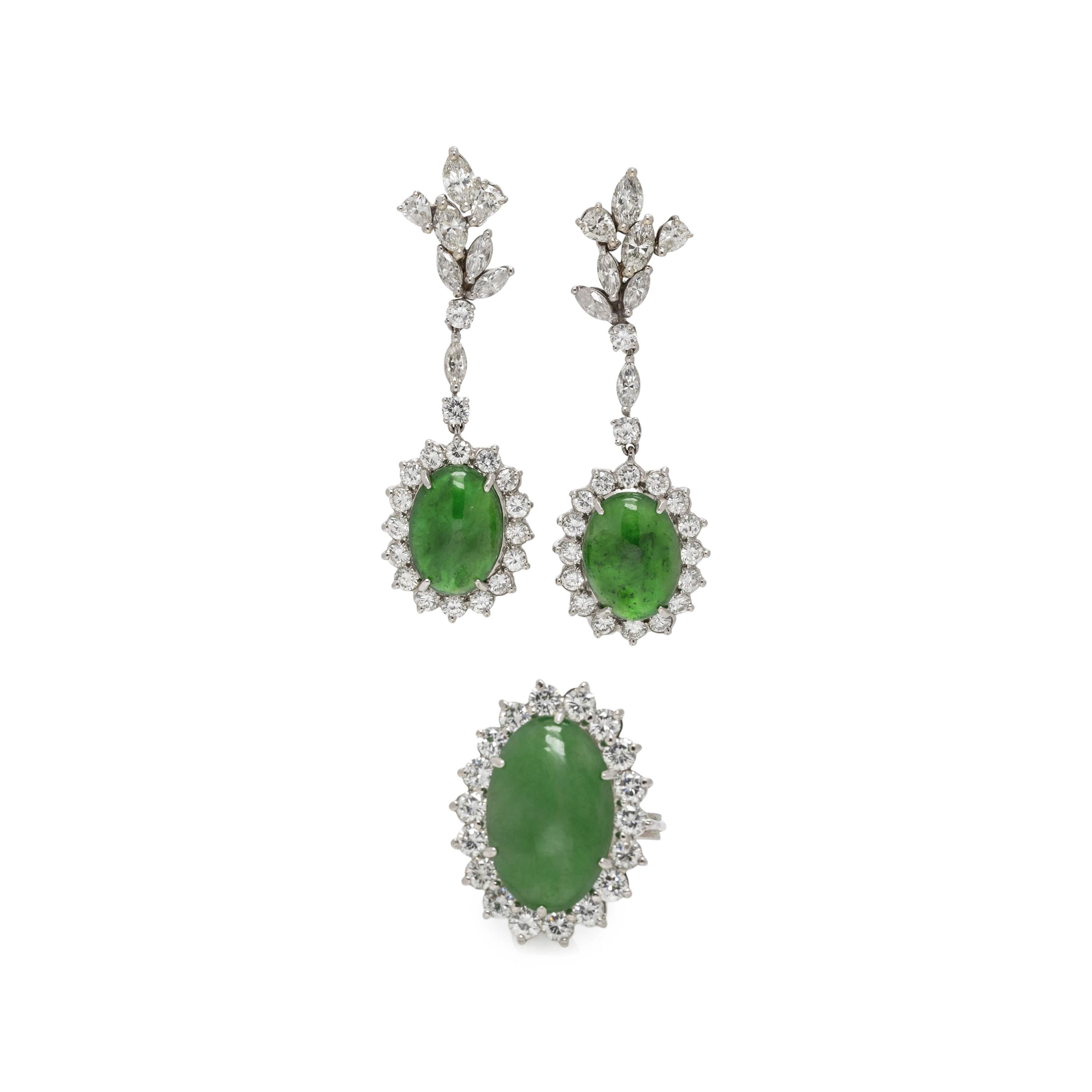 JADEITE JADE AND DIAMOND SET