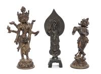 Three Asian Bronze Figures Height of tallest 7 1/8 inches. — 20TH CENTURY