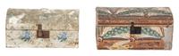 Two Italian Pine Dome Top Boxes Height of largest 10 1/2 x width 22 x depth 13 inches. — 19TH CENTURY