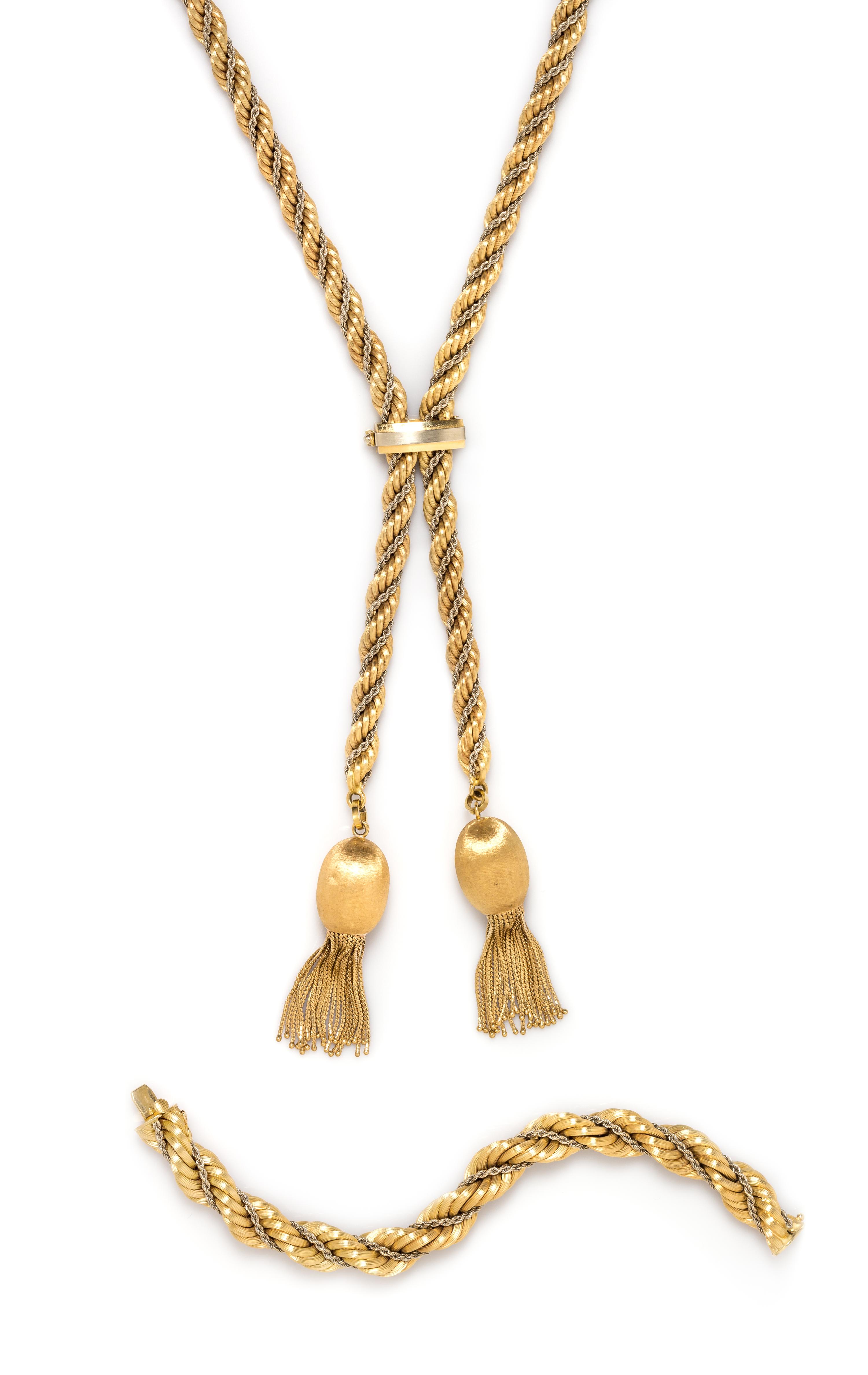 An 18 Karat Yellow Gold Demi-Parure, Italian, 136.90 dwts.