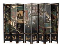 A Chinese Export Coromandel Eight-Panel Floor Screen