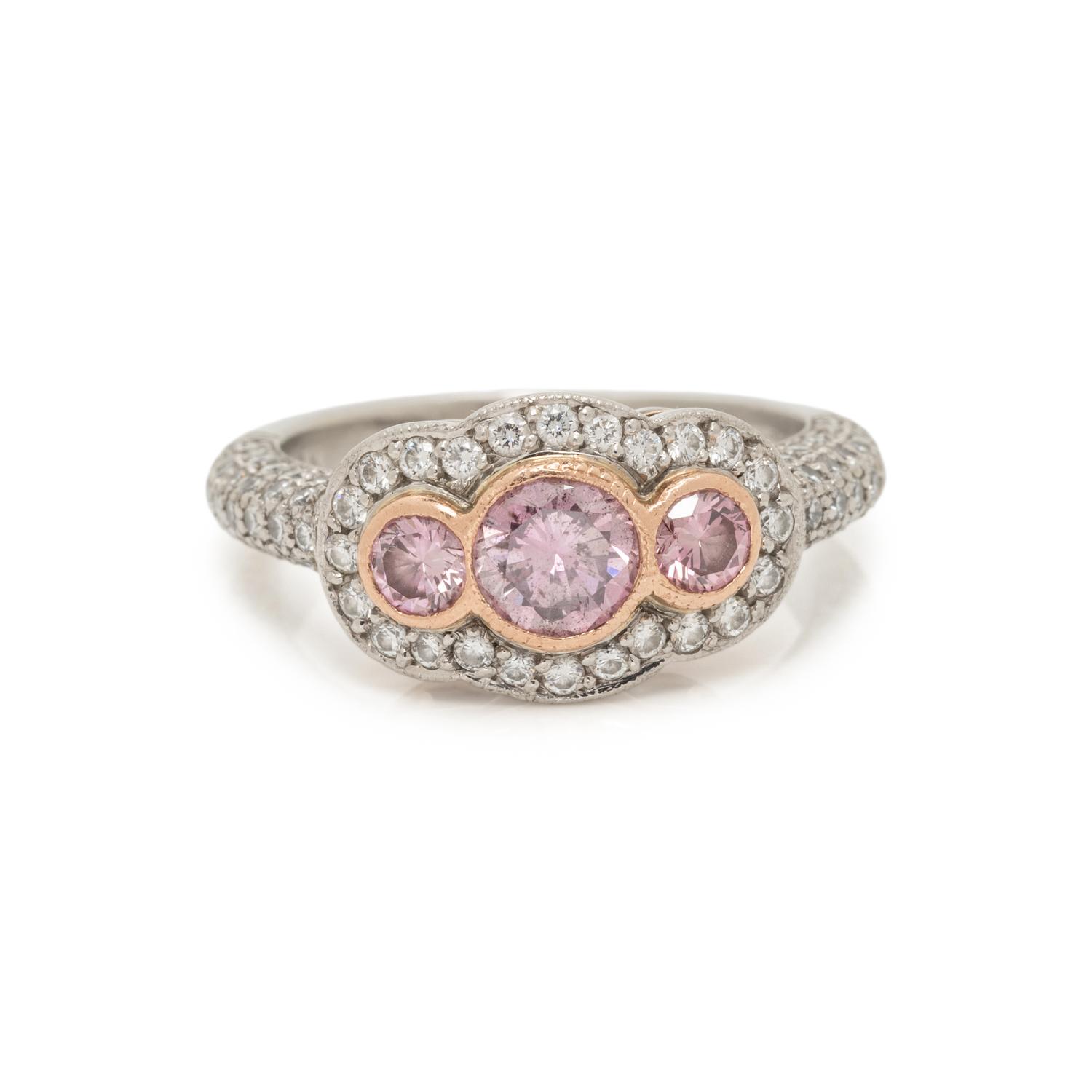 NATURAL FANCY INTENSE PURPLE-PINK DIAMOND AND DIAMOND RING