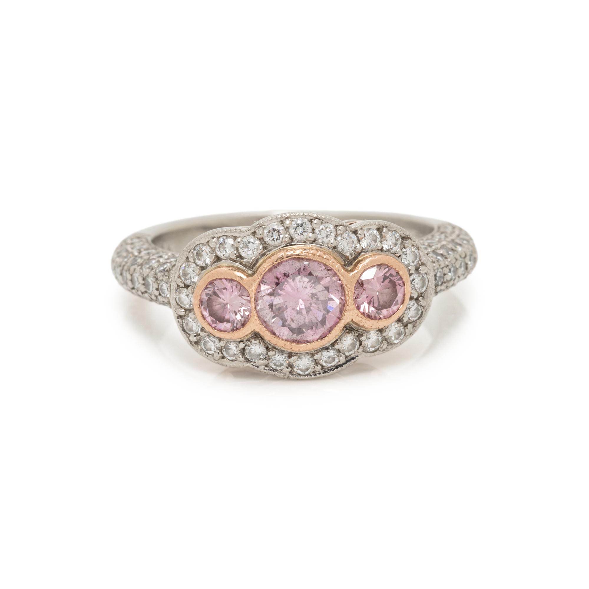 NATURAL FANCY INTENSE PURPLE-PINK DIAMOND AND DIAMOND RING