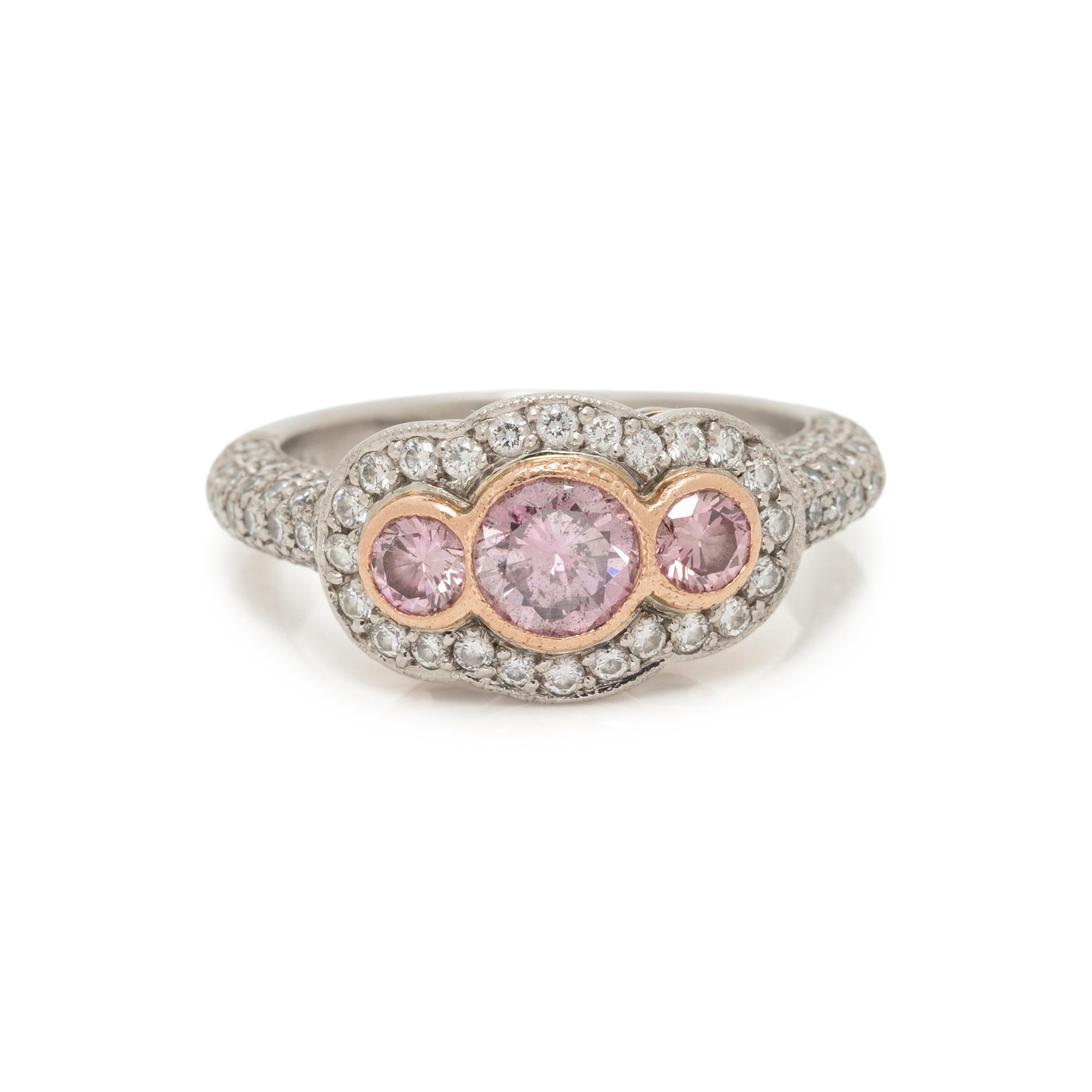 NATURAL FANCY INTENSE PURPLE-PINK DIAMOND AND DIAMOND RING