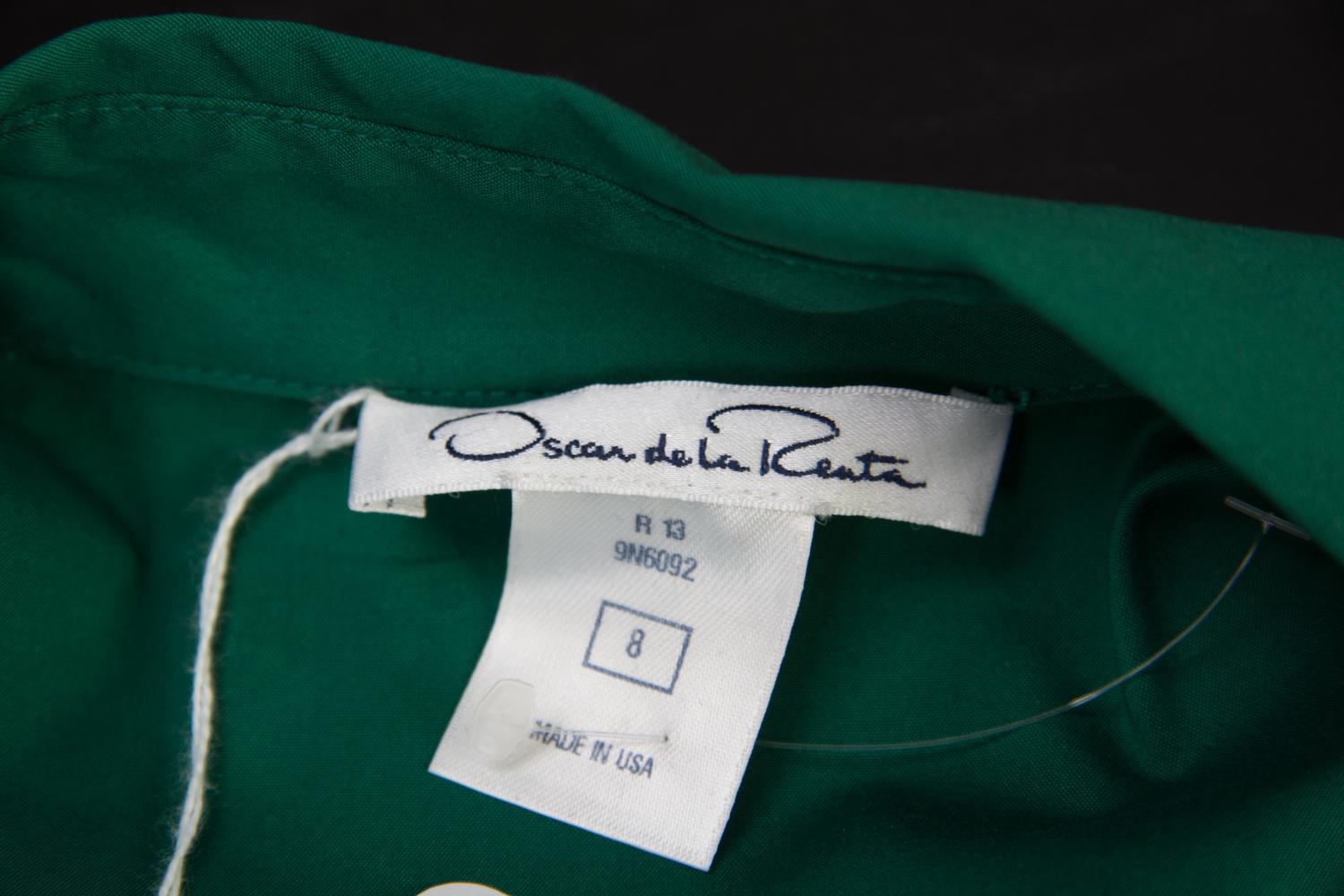 An Oscar de la Renta Green Sleeveless Dress, Size: 8.