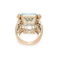 AQUAMARINE AND DIAMOND RING