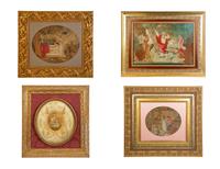 Four Needlework and Silk Pictures