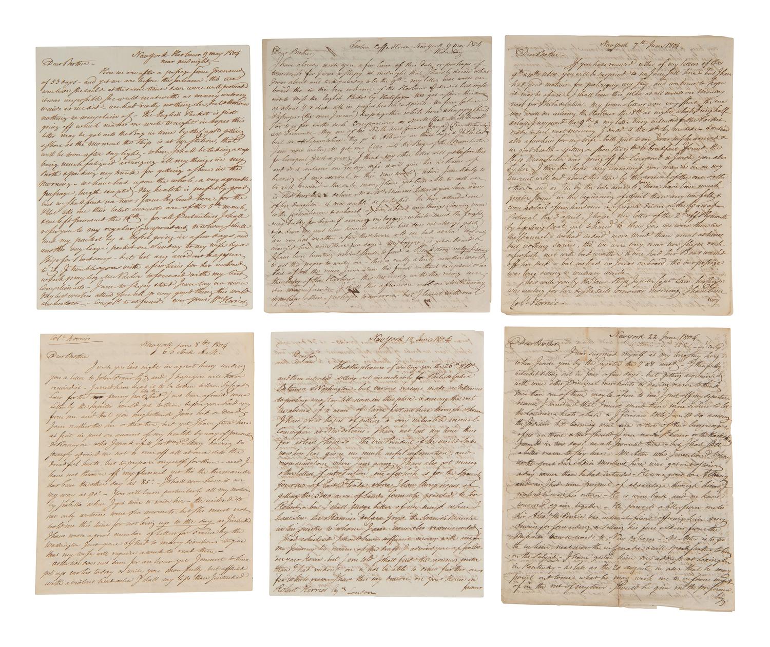 [WESTERN AMERICANA] -- [REPUBLIC OF WEST FLORIDA]. Letters of William Herries (1748-1811), British banker turned American entrepreneur, incl. description of meeting President Jefferson and his journey from New York to New Orleans, 1804-1811.