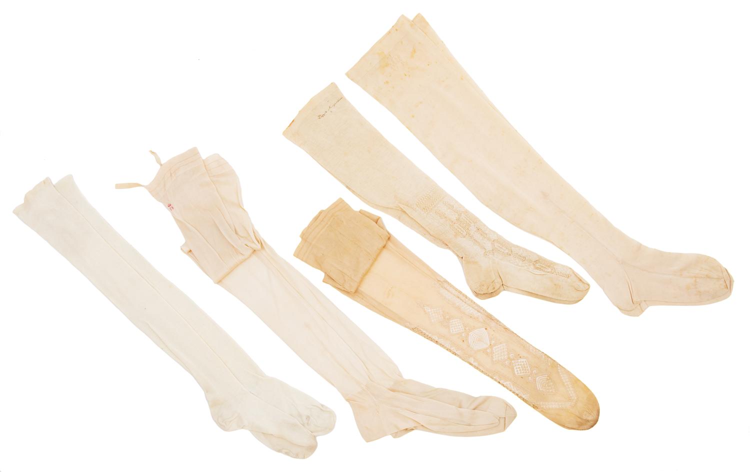 Collection of Twenty One Silk and Cotton Stockings, 19th and Early 20th Century